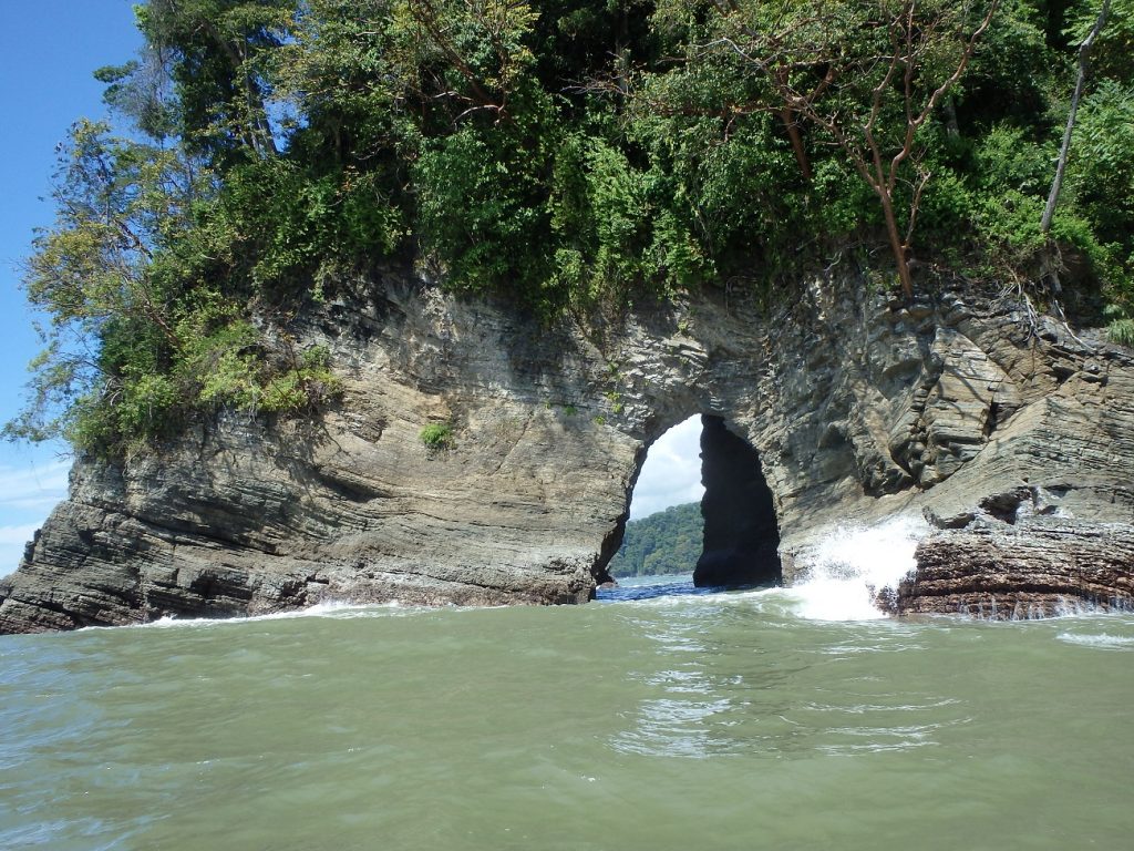 A cave on a cliff during a whale sighting tour in Costa Rica