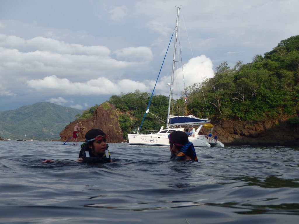 A snorkeling stop during a catamaran tour in Costa Rica