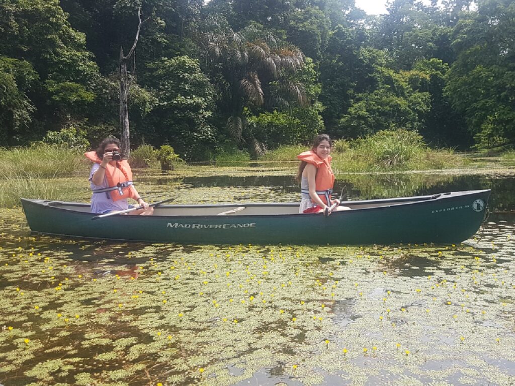 Canoeing in the lagoon of Maquenque Lodge, Costa Rica