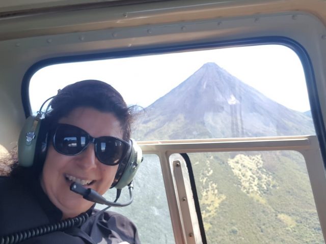 Verónica flying around Arenal Volcano